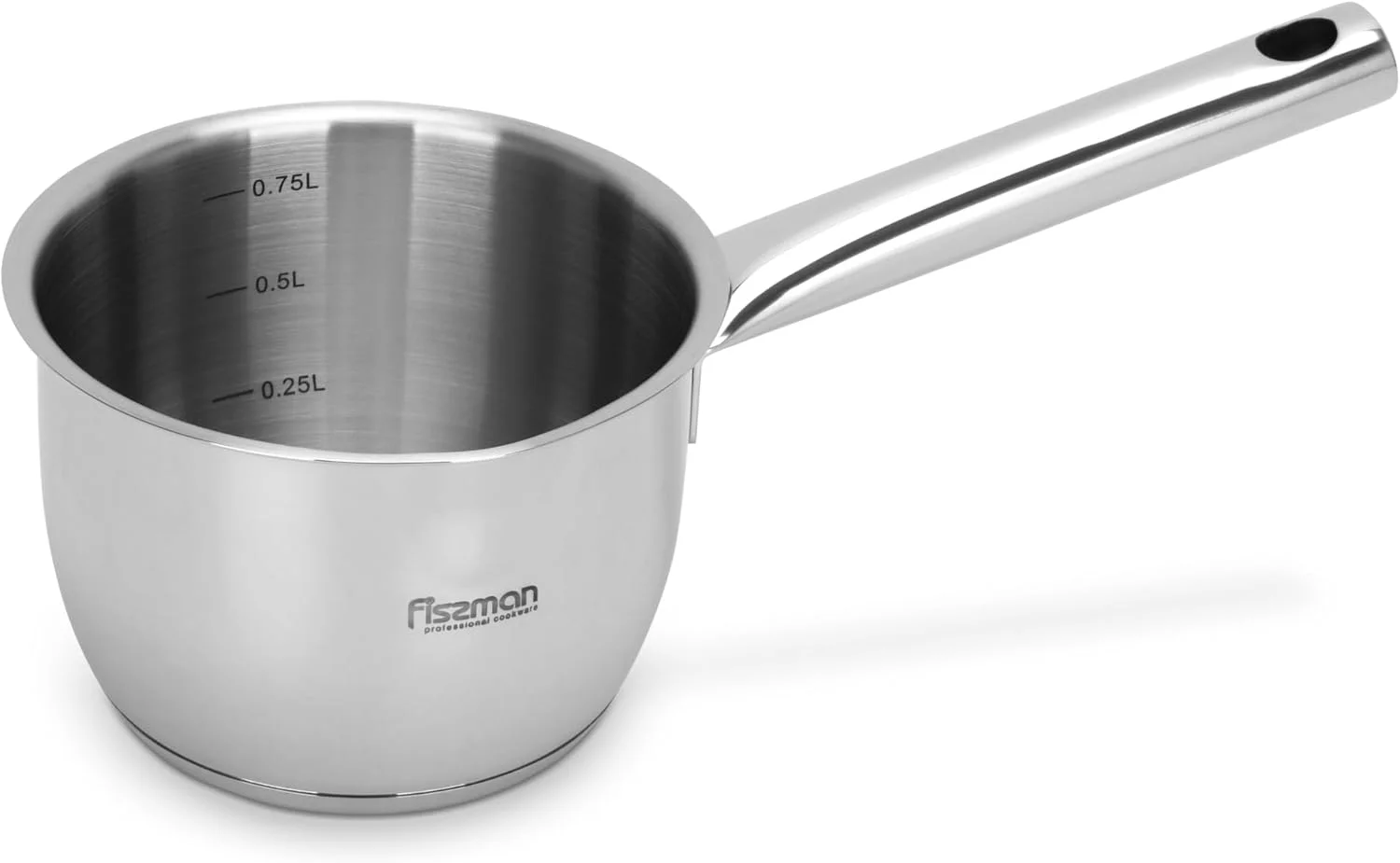 شیرجوش فیسمن ۰.۹ لیتری با نشانگر اندازه گیری، قابلمه استیل ۱۲x۸.۵ سانتی متر با لبه ریزش سری Leda | دسته بلند خنک شونده فولاد ضد زنگ ۱۸/۱۰ INOX304 | کف القایی (قابل شستشو در ماشین ظرفشویی)