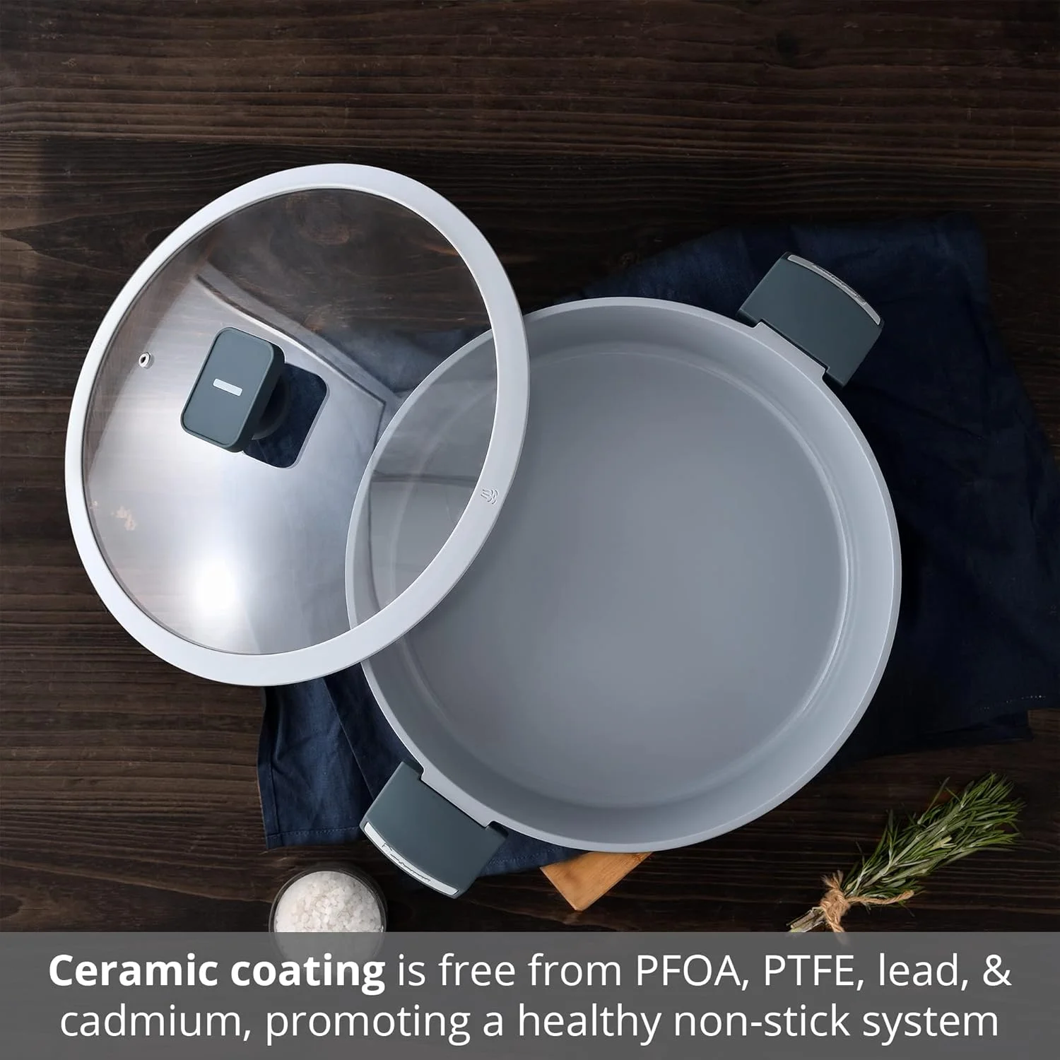 تابه روزمره آلومینیومی دایکاست مسترپرو Gastro با درب، 30 سانتی متر / 4.9 لیتر، کف القایی، پوشش نچسب، Mpus14029Gry خاکستری