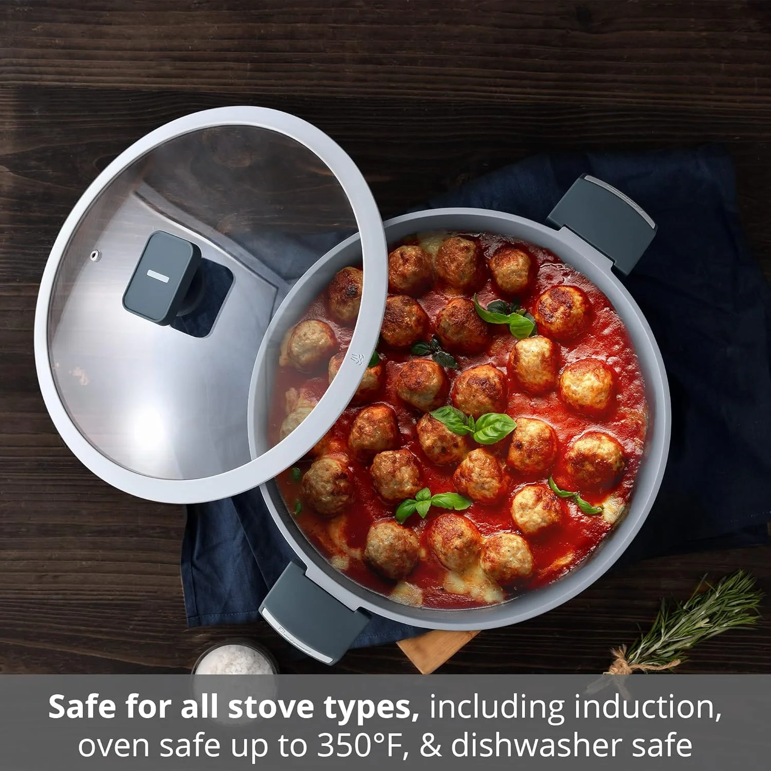 تابه روزمره آلومینیومی دایکاست مسترپرو Gastro با درب، 30 سانتی متر / 4.9 لیتر، کف القایی، پوشش نچسب، Mpus14029Gry خاکستری