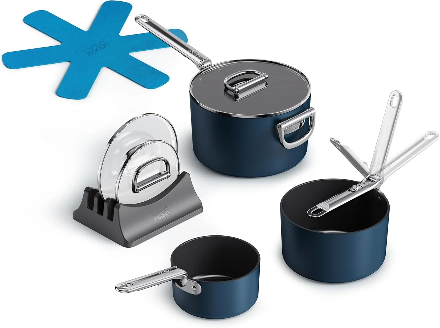 ست 3 تکه قابلمه جوزف جوزف مدل Space با دسته و درب تاشو