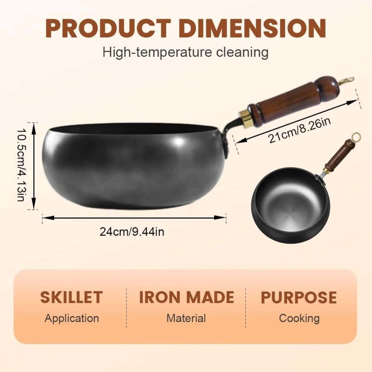 تابه چدنی ژاپنی، تابه سرخ کردنی نچسب، قابلمه ضخیم چدنی بدون پوشش، پهن و گرد، بادوام و ضد زنگ برای اجاق های برقی، القایی و گازی، مناسب برای پخت و پز خانگی