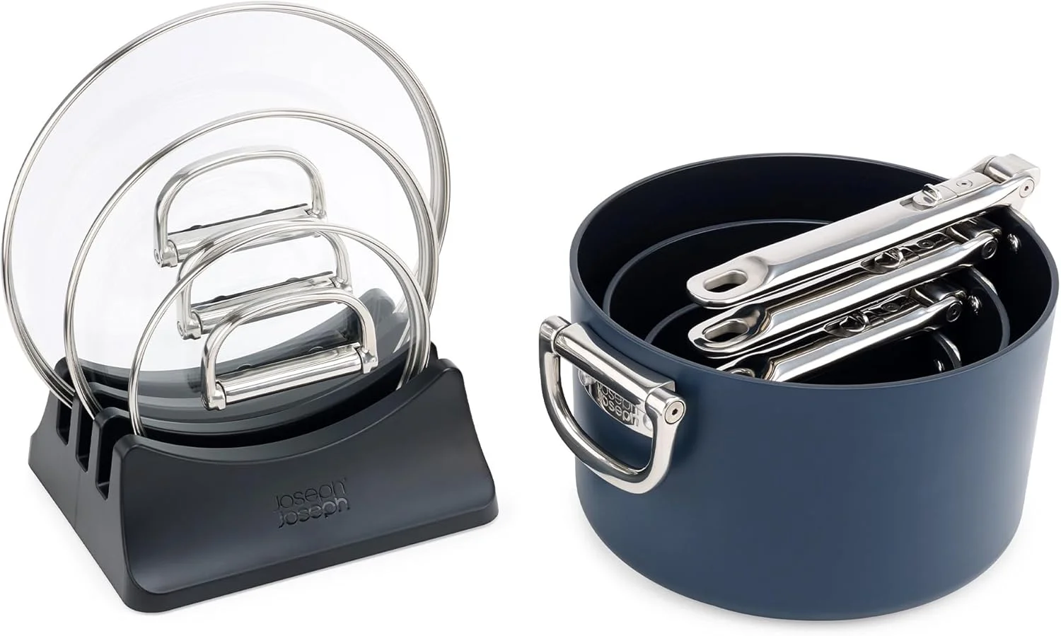 ست 3 تکه قابلمه جوزف جوزف مدل Space با دسته و درب تاشو