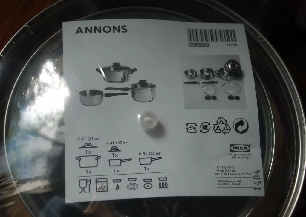 ست قابلمه 5 تکه ایکیا مدل Annons با درب شیشه ای، مناسب برای اجاق های القایی، استیل ضد زنگ