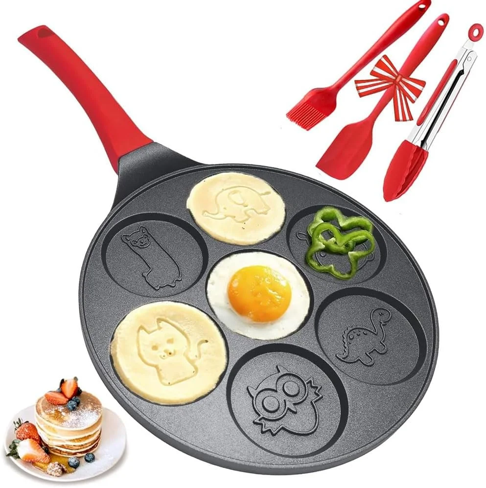 تابه پنکیک Goodern با طرح 7 حیوان، تابه گریل کرپ صبحانه 4 تکه کودکانه به همراه کفگیر، انبر، برس، تابه سرخ کن تخم مرغ نچسب با دسته ضد جوش، تابه املت برای تهیه همبرگر بلینتز - قرمز تابه پنکیک Goodern با طرح 7 حیوان، تابه گریل کرپ صبحانه 4 تکه کودکانه به همراه کفگیر، انبر، برس، تابه سرخ کن تخم مرغ نچسب با دسته ضد جوش، تابه املت برای تهیه همبرگر بلینتز - قرمز