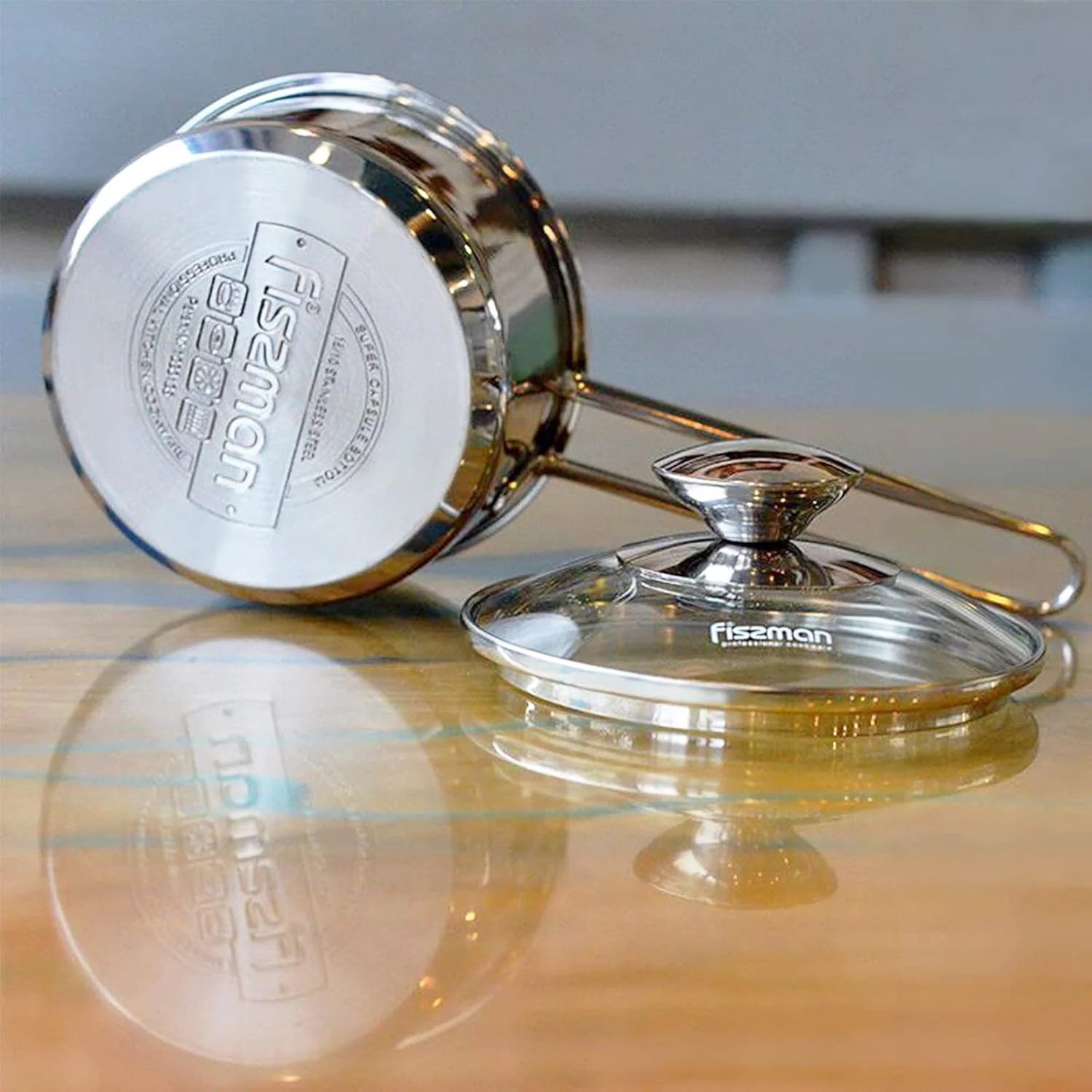 شیرجوش فیسمن با درب شیشه ای 0.6 لیتری استیل، قابلمه جمع و جور و کلاسیک برای جوشاندن، سس ها، آب گوشت، پاستا و موارد دیگر - ظروف پخت و پز بادوام و با تمیز کردن آسان (12x6 سانتی متر) بامبینو