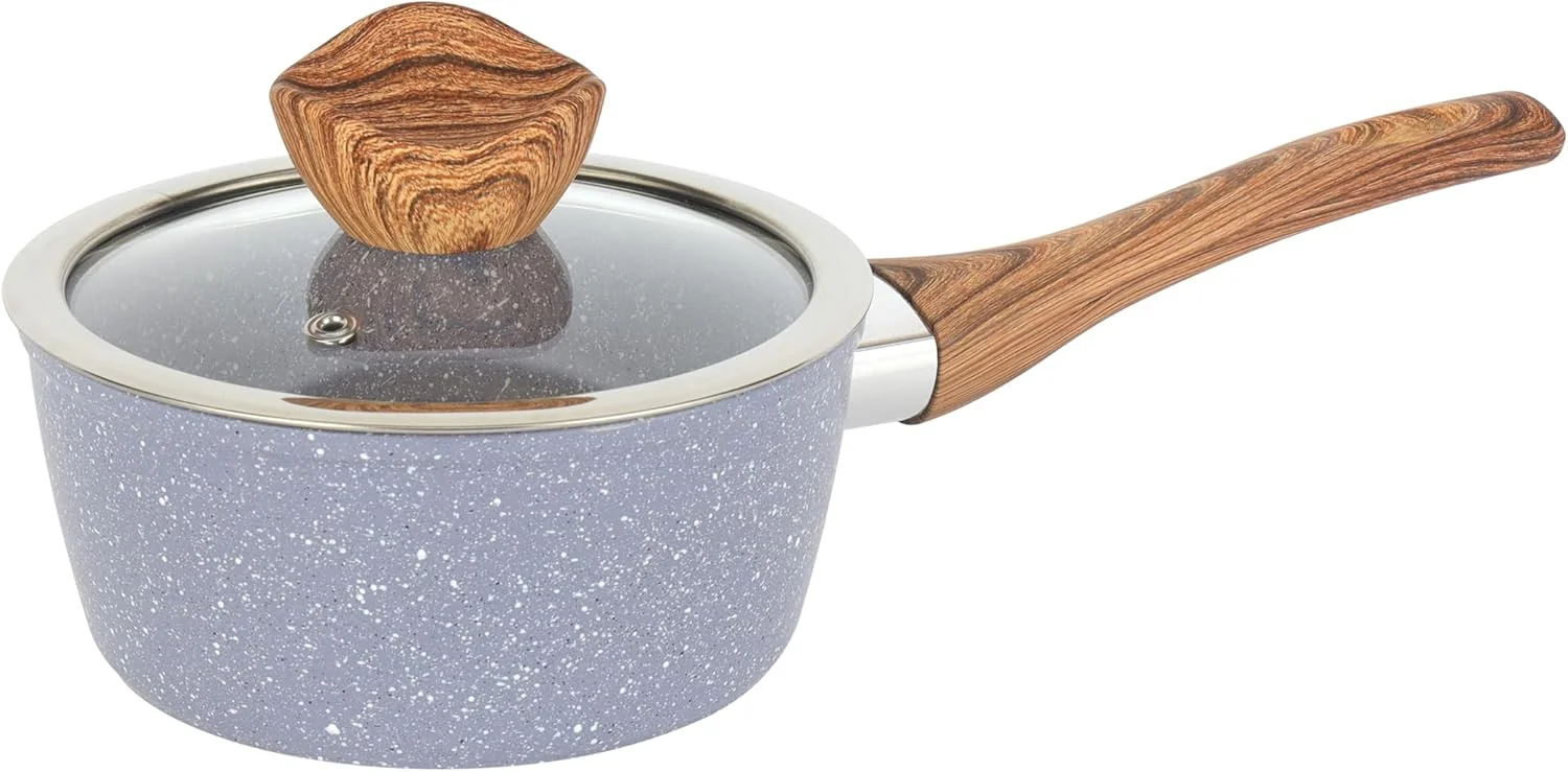 Delcasa DC3332 قابلمه ضروری با درب شیشه ای، سایز 18 سانتی متر، خاکستری