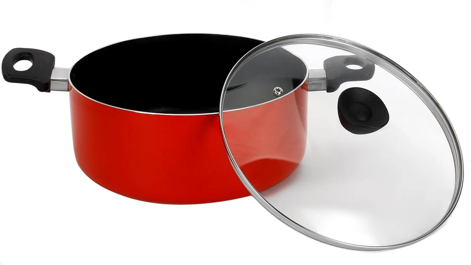 ست ۸ پارچه ظروف پخت و پز نچسب دلکاسا شامل قابلمه درب دار، شیرجوش درب دار، تابه، تاوا دوسا، ۲ عدد ابزار نایلونی