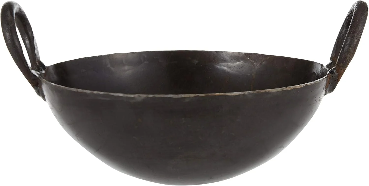 ظرف پخت و پز کادای آهنی راج با دسته دوتایی، 20.5 سانتی متر، مشکی، IK0008، کادای جلبی، تابه سرخ کردنی، ووک