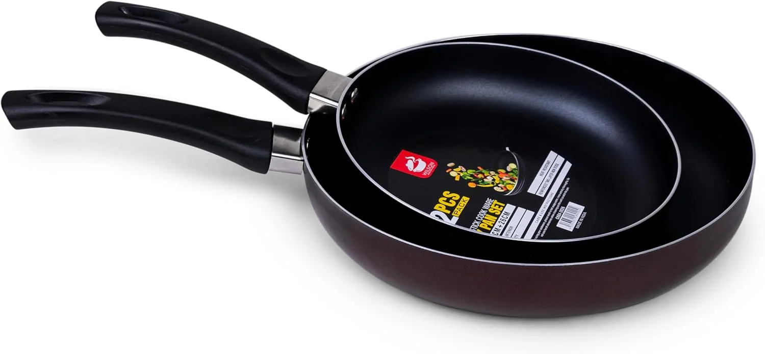 ست دو عددی تابه آلومینیومی Cuisine Art CKB4-2026 Wilson - سایز ۲۰ و ۲۶ سانتی متر، تابه های نچسب مناسب اجاق های القایی با دسته نرم و مقاوم در برابر حرارت