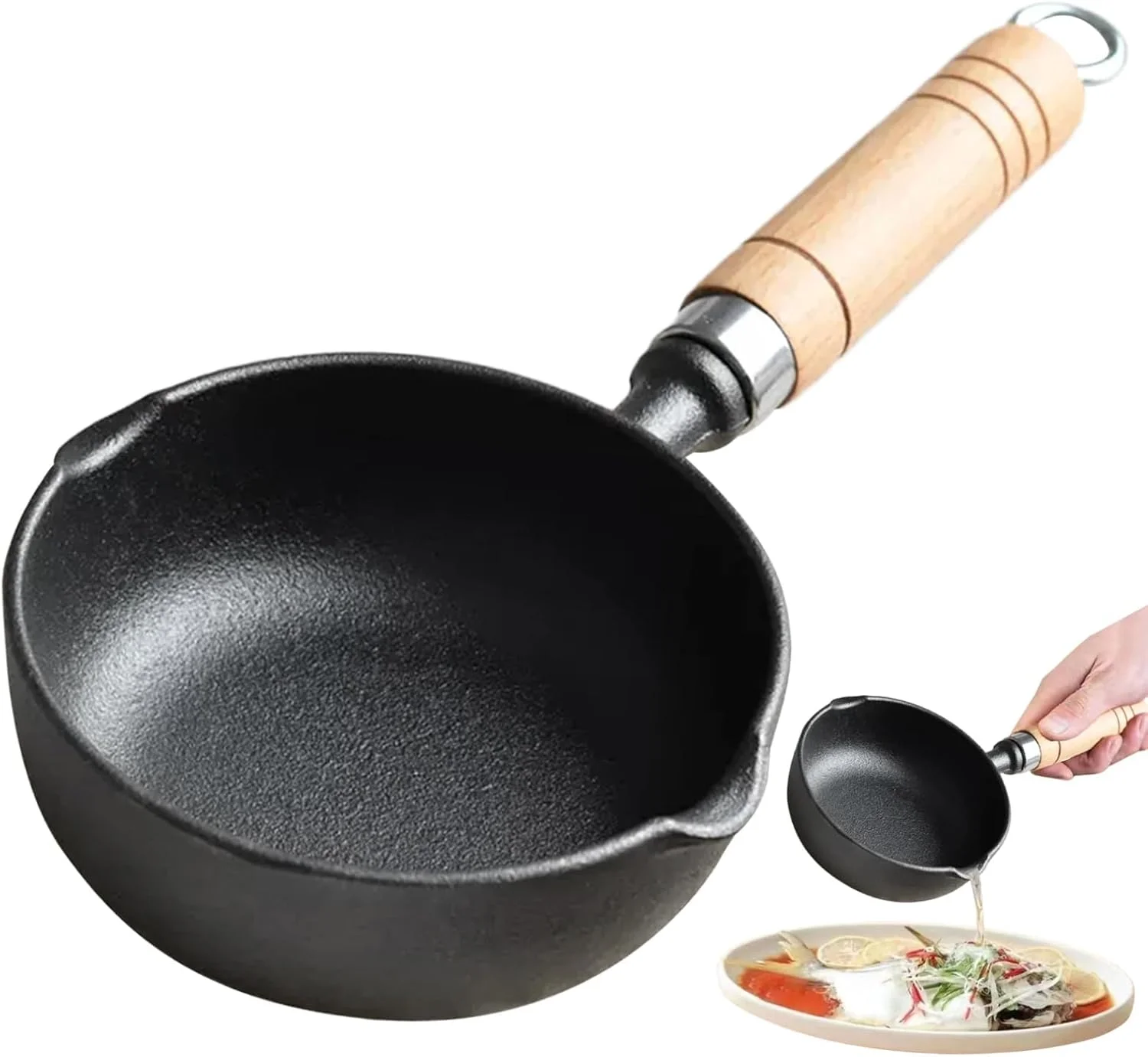 ظرف ذوب کره مدل Cast Iron دسته چوبی بسته ۲ عددی