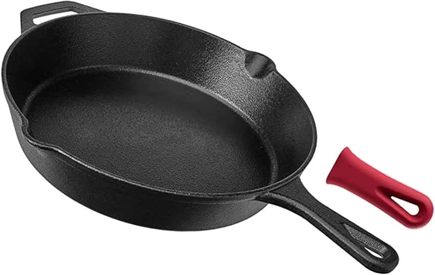 تابه چدنی از قبل روغن‌کاری شده: تابه سرخ‌کردنی چدنی روغن‌کاری شده ارتقا یافته با دسته‌ها - تابه ظروف پخت و پز چدنی ممتاز - ظروف پخت و پز گریل ایمن برای استفاده در فضای داخلی و خارجی (30 سانتی‌متر، مشکی)