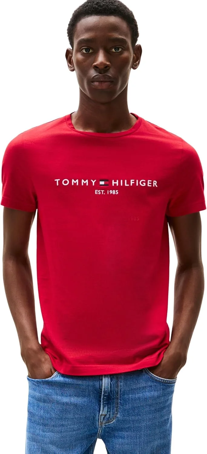تی شرت آستین کوتاه مردانه تامی هیلفیگر مدل Tommy Logo Tee Mw0mw11797