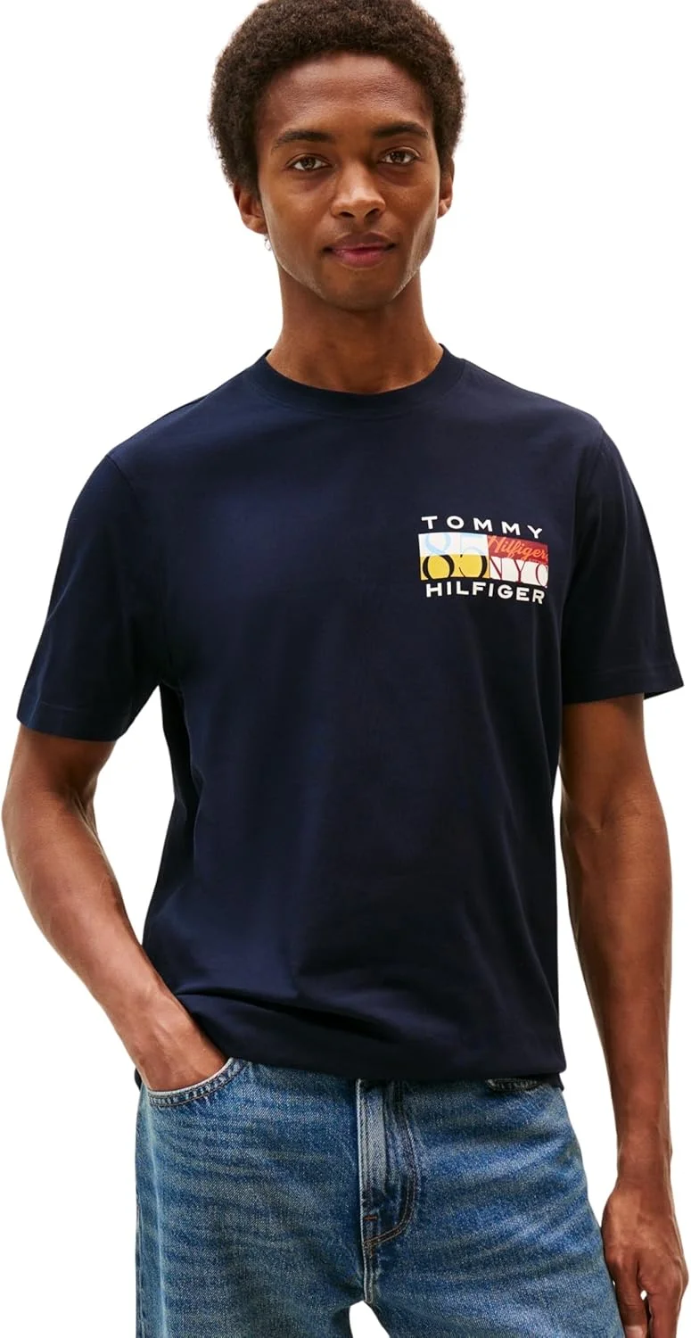 تی شرت آستین کوتاه مردانه تامی هیلفیگر مدل Th Colour Flag Tee Mw0mw40006