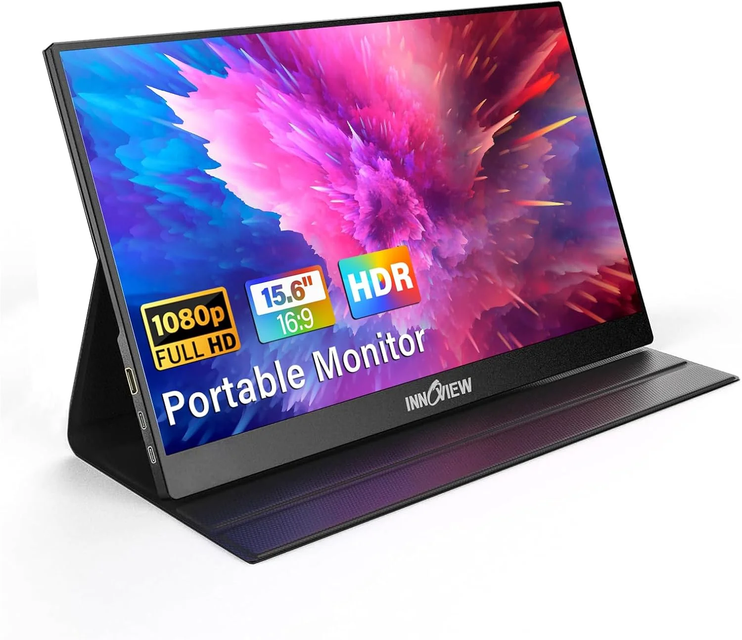 مانیتور قابل حمل InnoView 15.6 اینچ IPS FHD 1080P صفحه نمایش فوق العاده باریک لپ تاپ با کیف محافظ، USB C HDMI صفحه نمایش دوم کامپیوتر بازی با بلندگو، مانیتور مسافرتی برای PS4/5 Xbox Switch MAC PC Phone
