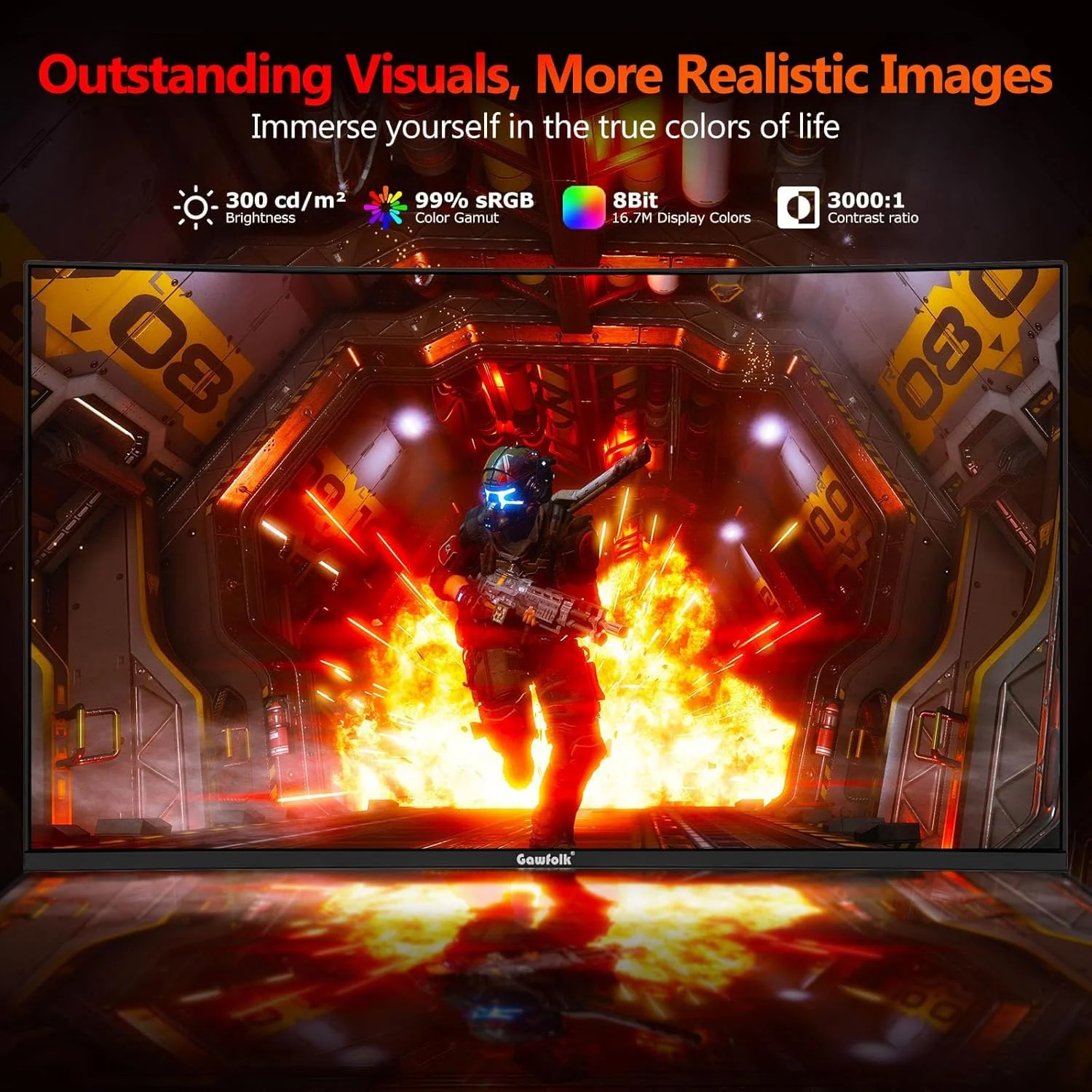 مانیتور گیمینگ خمیده 24 اینچ Gawfolk، صفحه نمایش کامپیوتر FHD 180 هرتز، پنل VA با پوشش 99% sRGB و زمان پاسخگویی 1 میلیثانیه (GTG)، قابلیت نصب VESA برای گیمرهای ورزشهای الکترونیکی مانیتور گیمینگ خمیده 24 اینچ Gawfolk، صفحه نمایش کامپیوتر FHD 180 هرتز، پنل VA با پوشش 99% sRGB و زمان پاسخگویی 1 میلیثانیه (GTG)، قابلیت نصب VESA برای گیمرهای ورزشهای الکترونیکی