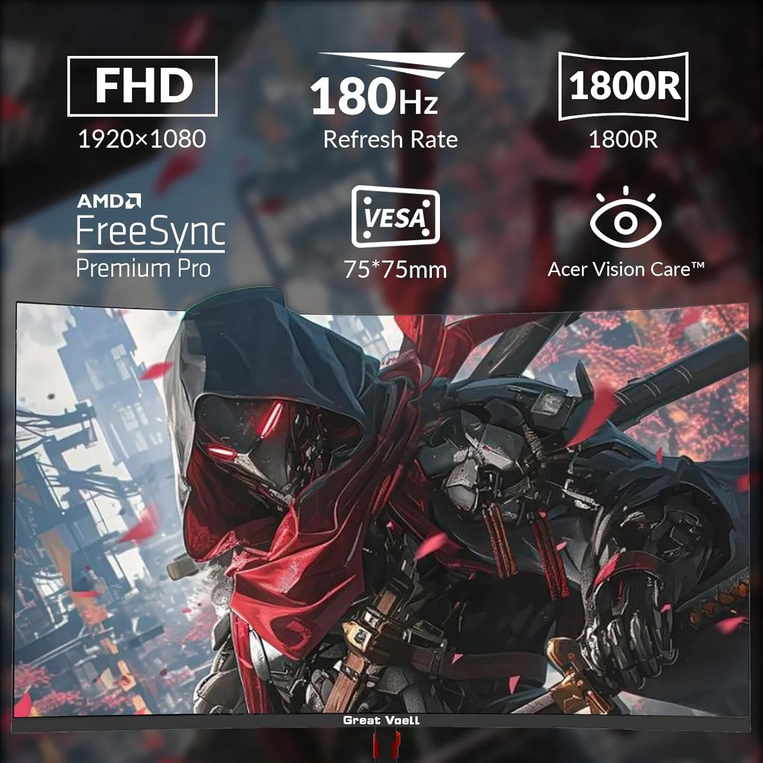 مانیتور گیمینگ 27 اینچ، 180 هرتز، FHD 1080P با نمایشگر IPS سریع، HDR10، پوشش 99% sRGB، FreeSync، HDMI و DP، قابلیت نصب دیواری