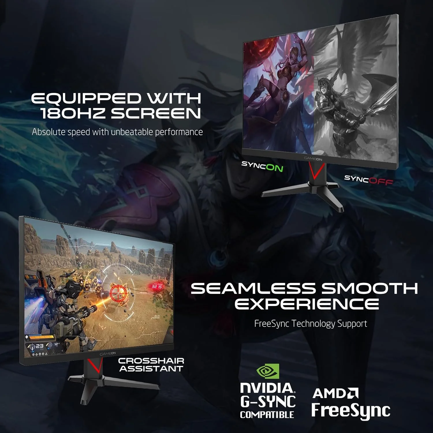 مانیتور گیمینگ 24 اینچ مشکی GAMEON GOMM24FHD180IPS سری Dominator – FHD IPS، اورکلاک شده 180 هرتز، HDR400، زمان پاسخگویی 0.5ms MPRT، FreeSync و G-Sync، HDMI 2.1، سازگار با کنسول. مانیتور گیمینگ 24 اینچ مشکی GAMEON GOMM24FHD180IPS سری Dominator – FHD IPS، اورکلاک شده 180 هرتز، HDR400، زمان پاسخگویی 0.5ms MPRT، FreeSync و G-Sync، HDMI 2.1، سازگار با کنسول.
