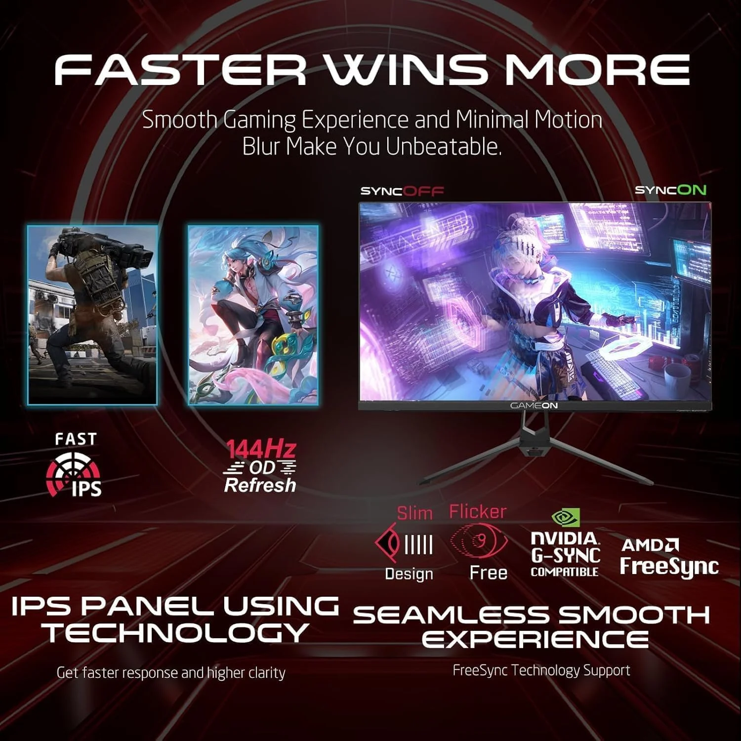 مانیتور گیمینگ 24 اینچ FHD گیمآن – IPS سریع 144 هرتز، 0.5 میلیثانیه MPRT، HDR10، سازگار با FreeSync و G-Sync، HDMI 2.1 و DisplayPort، بلندگوهای داخلی، بدون پرش تصویر، نور آبی کم، آماده برای نصب VESA مانیتور گیمینگ 24 اینچ FHD گیمآن – IPS سریع 144 هرتز، 0.5 میلیثانیه MPRT، HDR10، سازگار با FreeSync و G-Sync، HDMI 2.1 و DisplayPort، بلندگوهای داخلی، بدون پرش تصویر، نور آبی کم، آماده برای نصب VESA