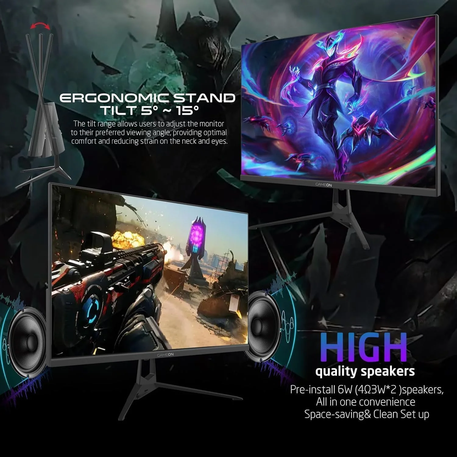 مانیتور گیمینگ 24 اینچ FHD گیمآن – IPS سریع 144 هرتز، 0.5 میلیثانیه MPRT، HDR10، سازگار با FreeSync و G-Sync، HDMI 2.1 و DisplayPort، بلندگوهای داخلی، بدون پرش تصویر، نور آبی کم، آماده برای نصب VESA مانیتور گیمینگ 24 اینچ FHD گیمآن – IPS سریع 144 هرتز، 0.5 میلیثانیه MPRT، HDR10، سازگار با FreeSync و G-Sync، HDMI 2.1 و DisplayPort، بلندگوهای داخلی، بدون پرش تصویر، نور آبی کم، آماده برای نصب VESA