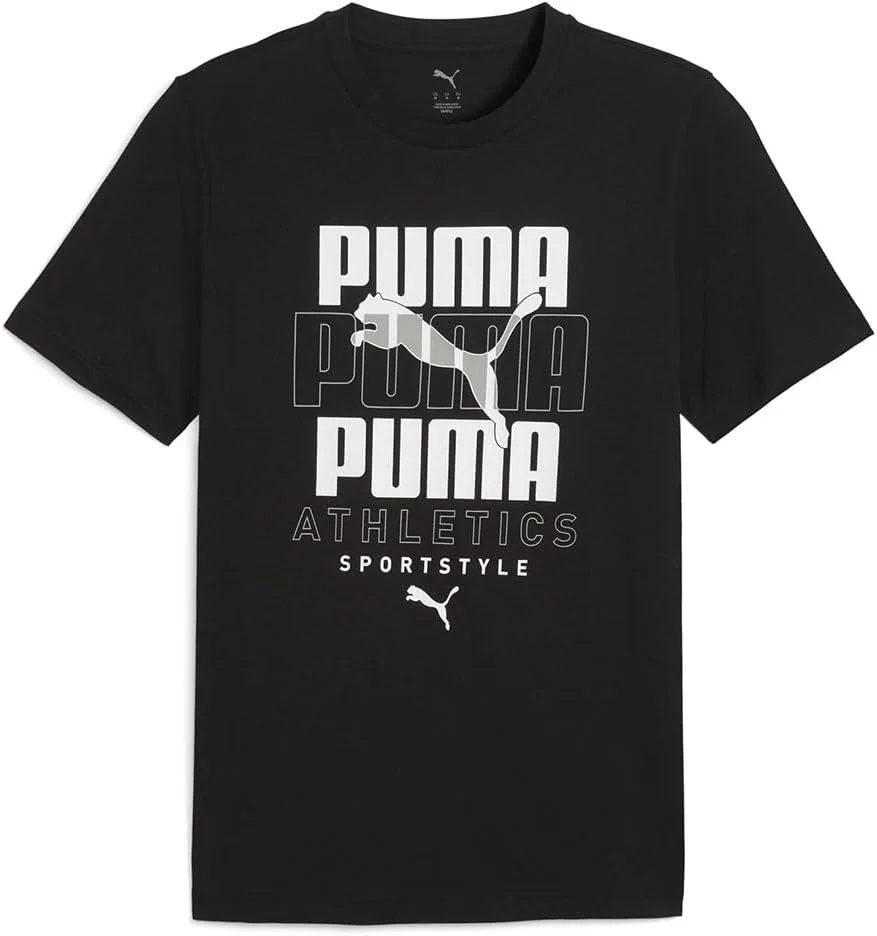 تی شرت مردانه پوما طرح گرافیکی Stacked، مشکی