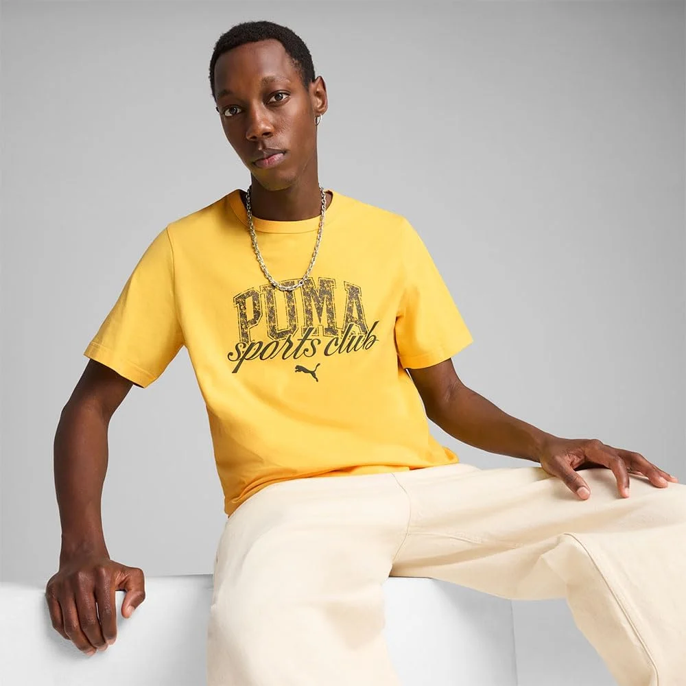 تی شرت گرافیکی مردانه پوما مدل CLASS، رنگ زرد آفتابی تی شرت گرافیکی مردانه پوما مدل CLASS، رنگ زرد آفتابی