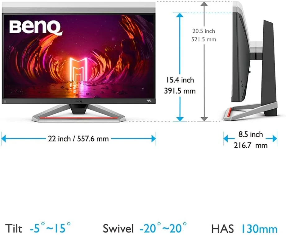 مانیتور گیمینگ 25 اینچی بنکیو MOBIUZ EX2510S FHD 1080p با نرخ تازه سازی 165 هرتز و زمان پاسخگویی 1 میلی ثانیه | پنل IPS | فناوری HDRi | پوشش 99% sRGB | بهینه ساز رنگ | فناوری محافظت از چشم | FreeSync | قابلیت تنظیم ارتفاع، چرخش و شیب | بلندگو | DisplayPort | HDMI