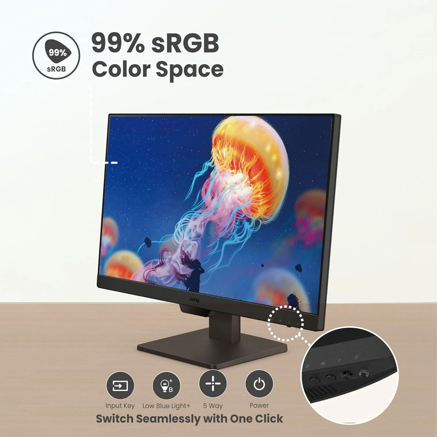 مانیتور کامپیوتر بنکیو GW2790 با نرخ تازه‌سازی 100 هرتز، 27 اینچ FHD 1920x1080p | پنل IPS | فناوری محافظت از چشم | نور آبی کم | ضد انعکاس نور | روشنایی تطبیقی | بلندگوهای داخلی | DisplayPort | HDMI x 2