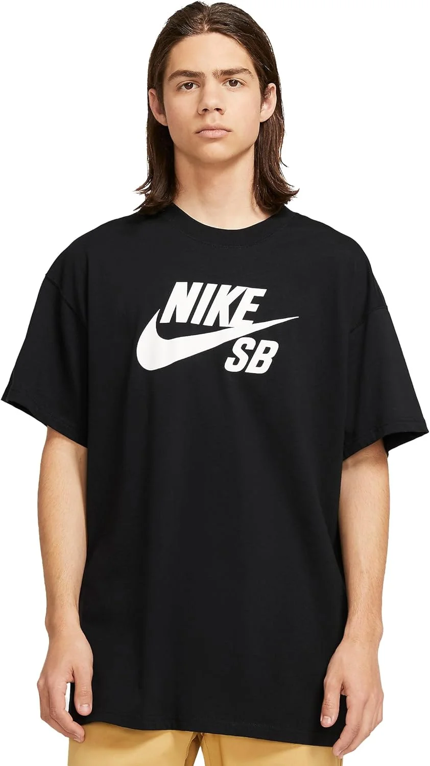 تی شرت اسکیت نایکی SB با لوگو مردانه، سایز خیلی بزرگ، مشکی/سفید