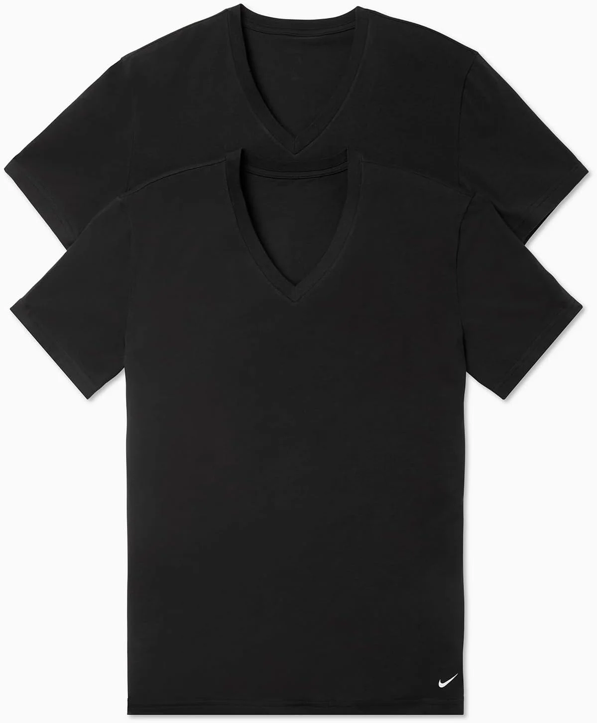 تی شرت زیر نخی مردانه نایکی مدل Essential Cotton Stretch آستین کوتاه یقه هفت (بسته 2 عددی)