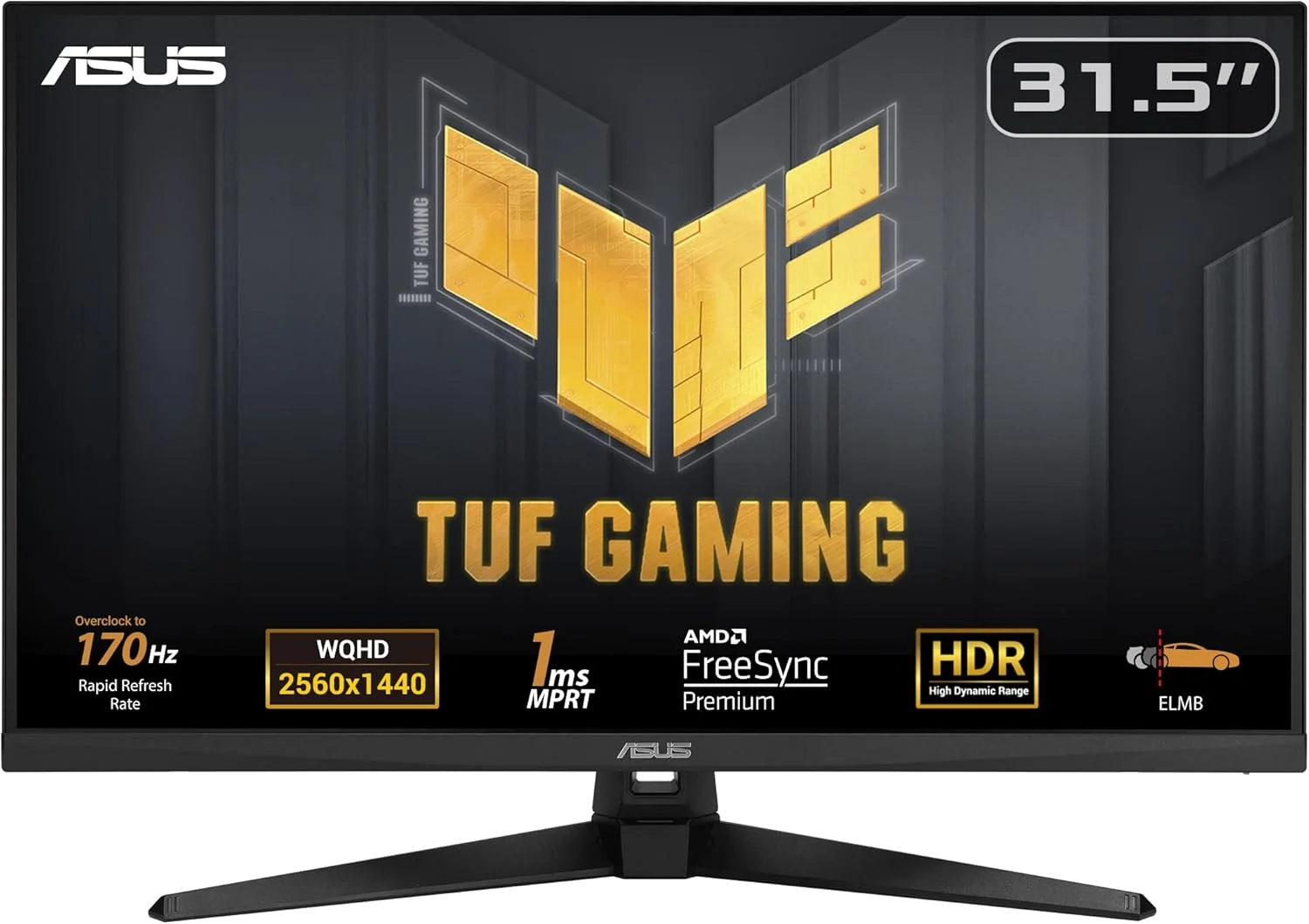مانیتور گیمینگ ایسوس TUF Gaming VG32AQA1A – سایز 31.5 اینچ WQHD (2560 x 1440)، اورکلاک تا 170 هرتز (بالاتر از 144 هرتز)، Extreme Low Motion Blur™، Freesync Premium™، 1 میلی‌ثانیه (MPRT)، Shadow Boost، HDR، DisplayWidget Lite