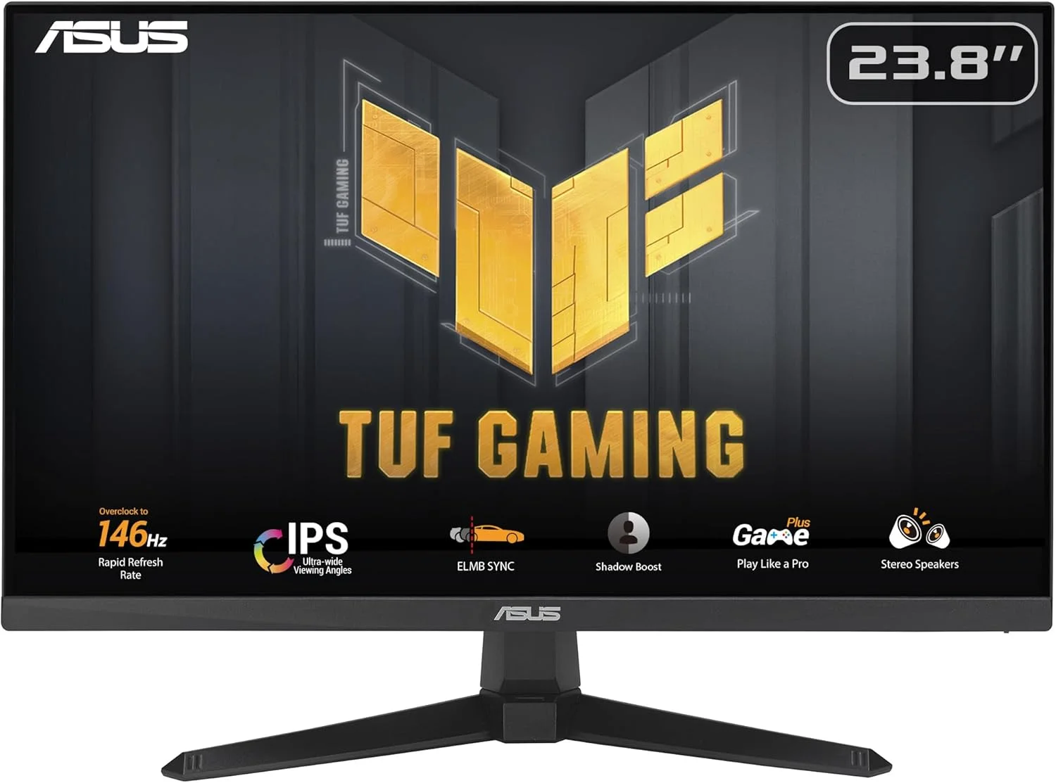مانیتور گیمینگ ایسوس TUF Gaming VG249QE5A: سایز 23.8 اینچ، Full HD (1920x1080)، اورکلاک تا 146 هرتز (بالاتر از 144 هرتز)، IPS، ELMB Sync، زمان پاسخگویی 1ms MPRT، بلندگوی استریو، Variable Overdrive - مشکی