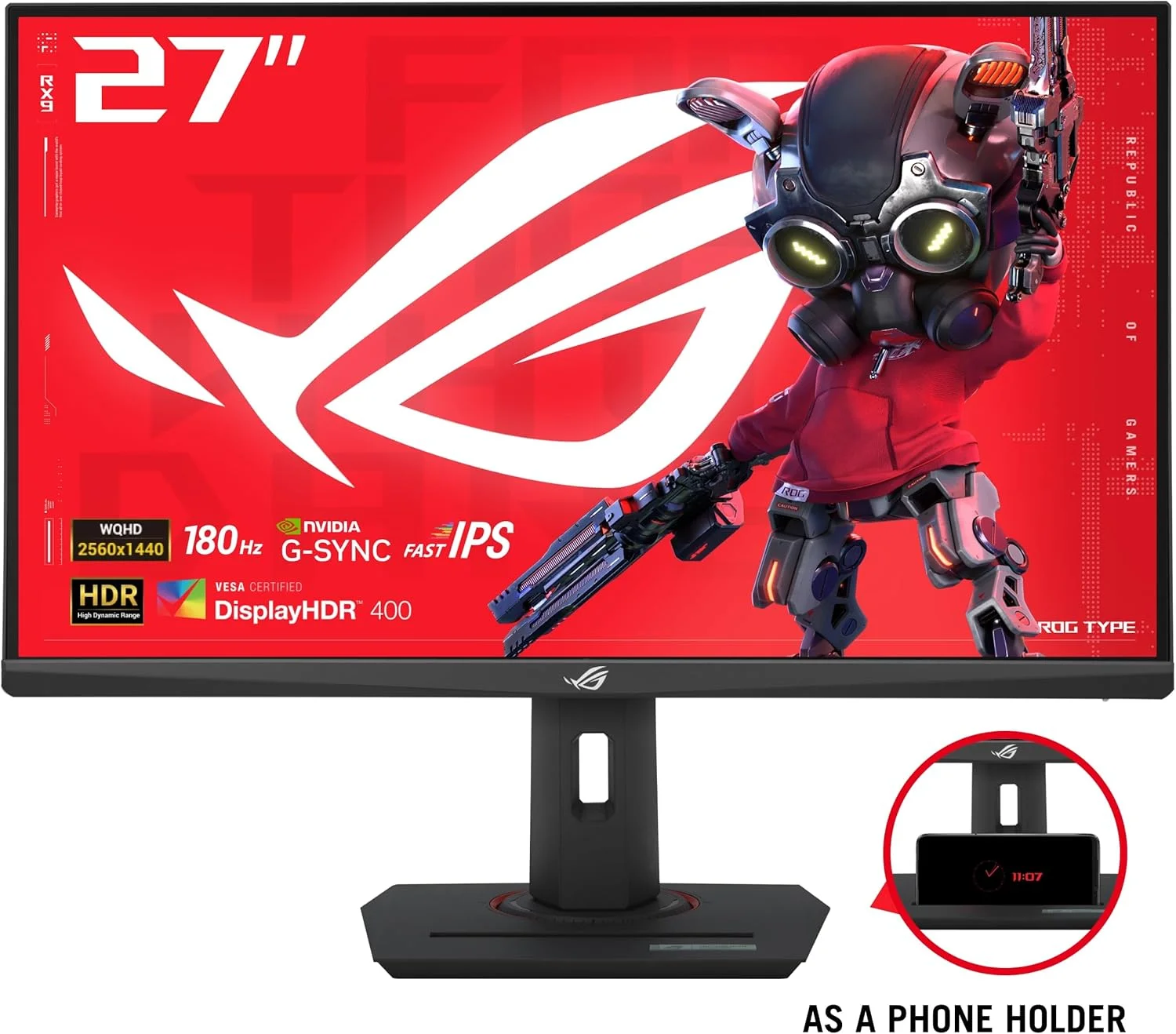 مانیتور گیمینگ ایسوس ROG Strix XG27ACS - سایز 27 اینچ 2560x1440، نرخ نوسازی 180 هرتز (بالاتر از 144 هرتز)، زمان پاسخگویی 1 میلیثانیه (GTG)، پنل Fast IPS، فناوری Extreme Low Motion Blur Sync، درگاه USB Type-C، سازگار با G-Sync مانیتور گیمینگ ایسوس ROG Strix XG27ACS - سایز 27 اینچ 2560x1440، نرخ نوسازی 180 هرتز (بالاتر از 144 هرتز)، زمان پاسخگویی 1 میلیثانیه (GTG)، پنل Fast IPS، فناوری Extreme Low Motion Blur Sync، درگاه USB Type-C، سازگار با G-Sync