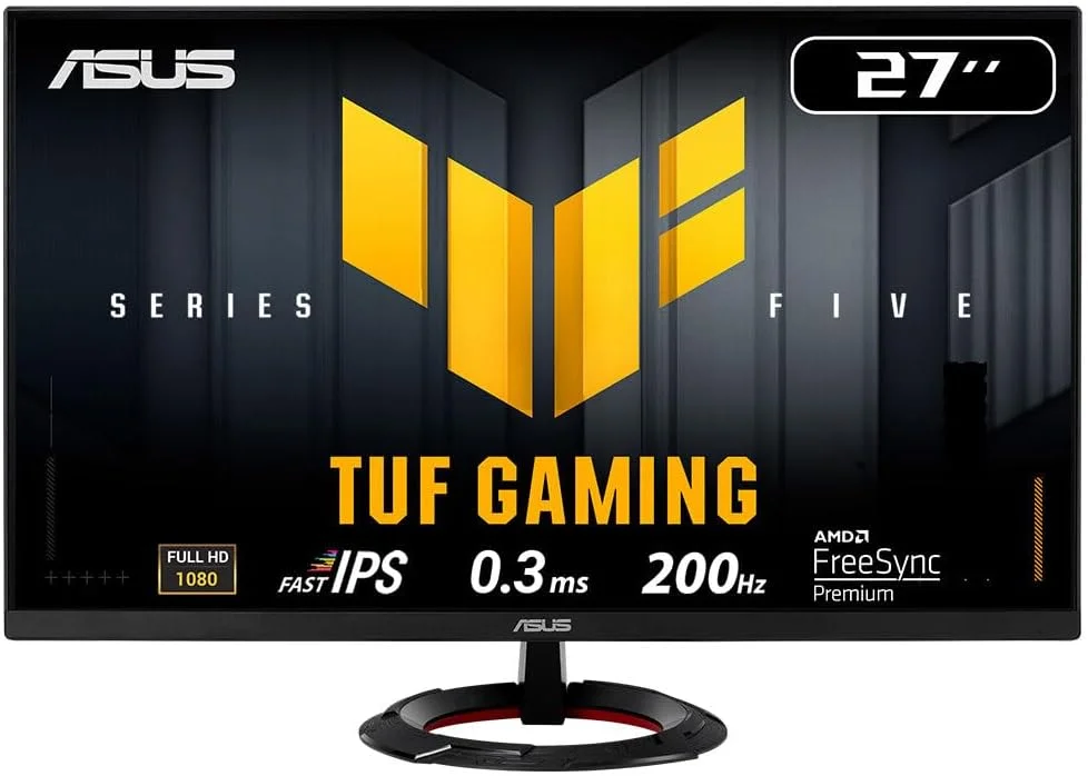 مانیتور گیمینگ 27 اینچی ایسوس سری TUF Gaming مدل VG279Q5R: فول اچ دی (1920x1080)، 200 هرتز، پنل IPS سریع، ELMB، زمان پاسخگویی 0.3 میلی‌ثانیه (حداقل)، بلندگوی استریو، DisplayWidget Center، هوش مصنوعی ویژوال - مشکی