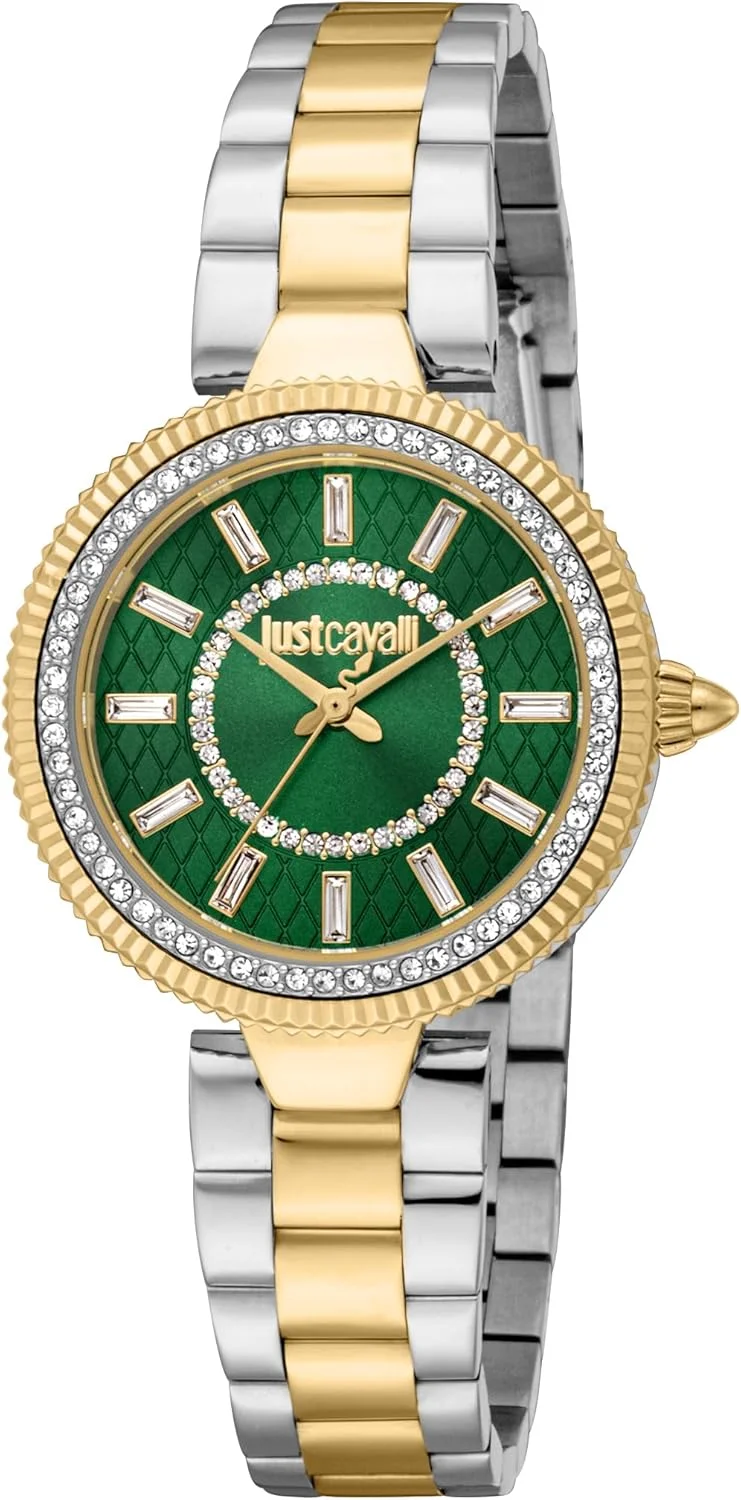 ساعت مچی زنانه جاست کاوالی مدل JC1L308M0095، دورنگ، نقره ای و طلایی، دستبندی