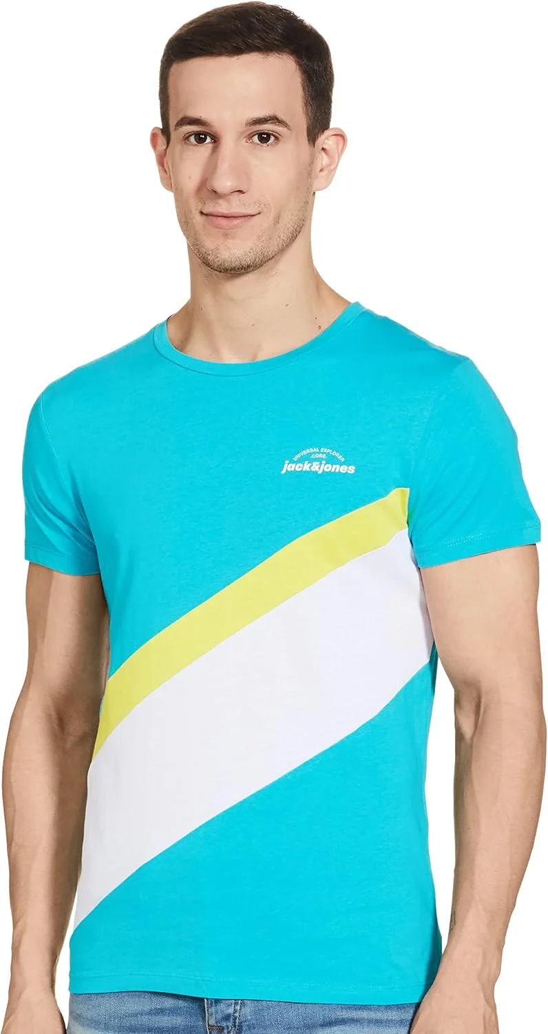 تی شرت مردانه اسلیم جک اند جونز (250345002_آبی طاووسی مدیوم)