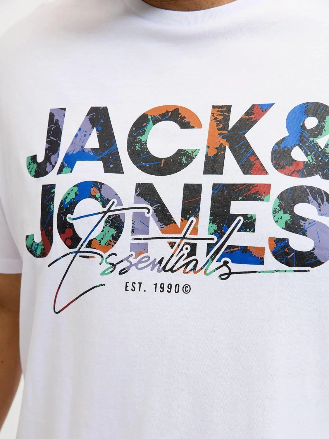 تی شرت آستین کوتاه یقه گرد مردانه جک اند جونز مدل Jjgeplas (تک عددی)