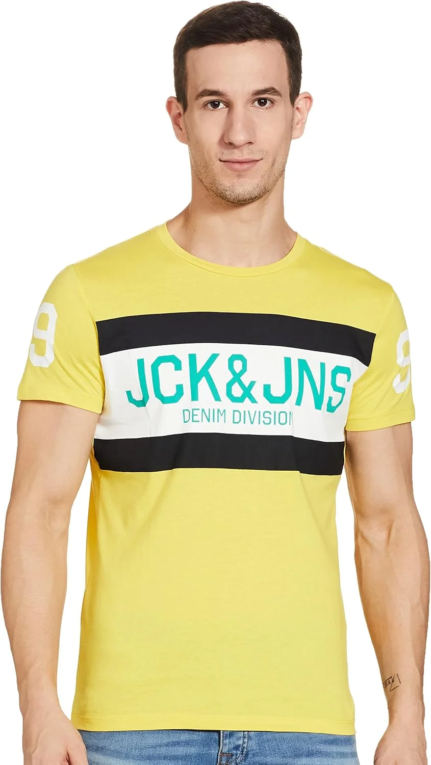 تی شرت اسلیم مردانه جک اند جونز (250288401_Maize Medium)