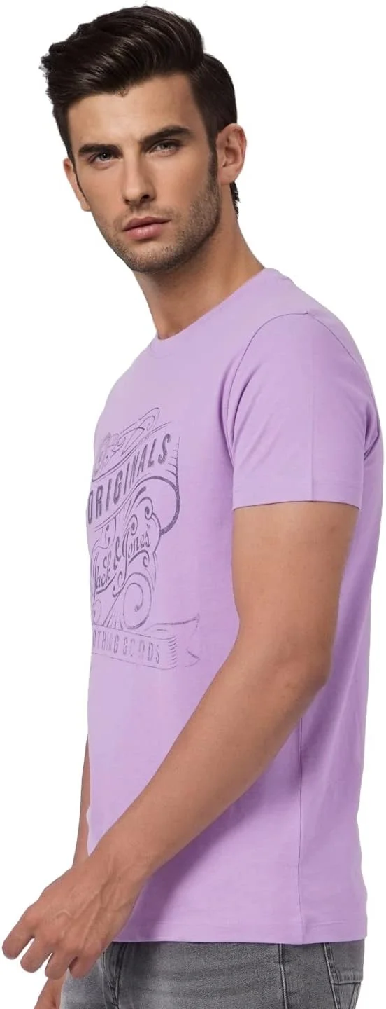 تی شرت مردانه جک اند جونز با طرح چاپی و برش اسلیم فیت