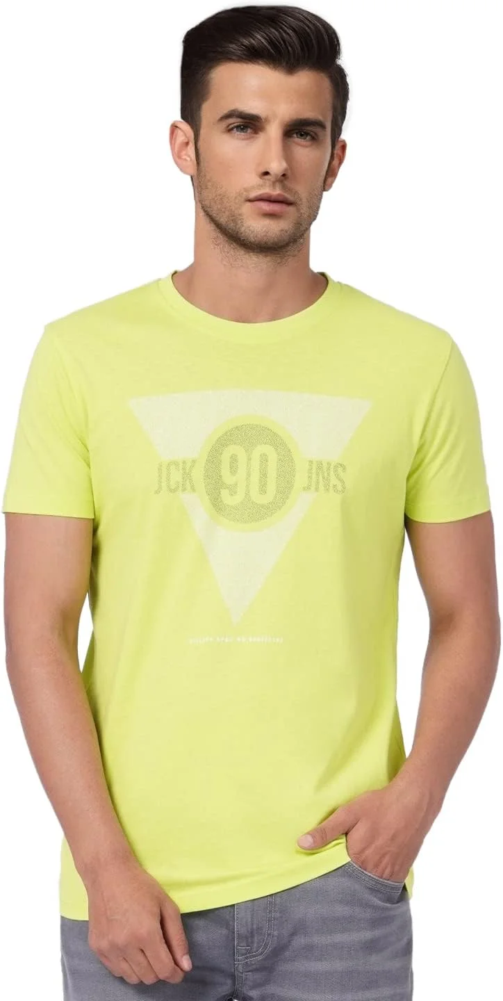 تی شرت مردانه جک اند جونز با طرح چاپی و یقه گرد