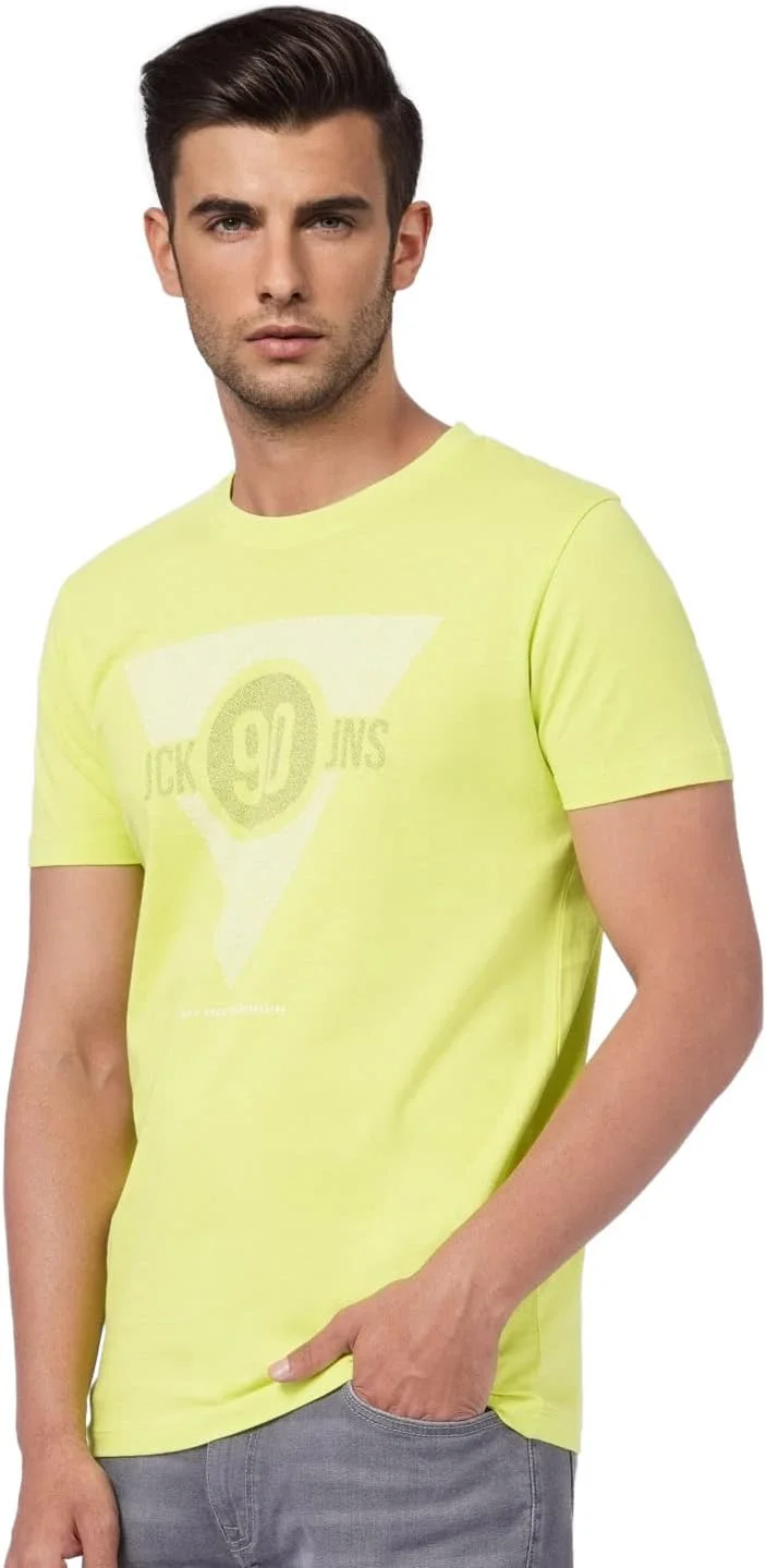 تی شرت مردانه جک اند جونز با طرح چاپی و یقه گرد