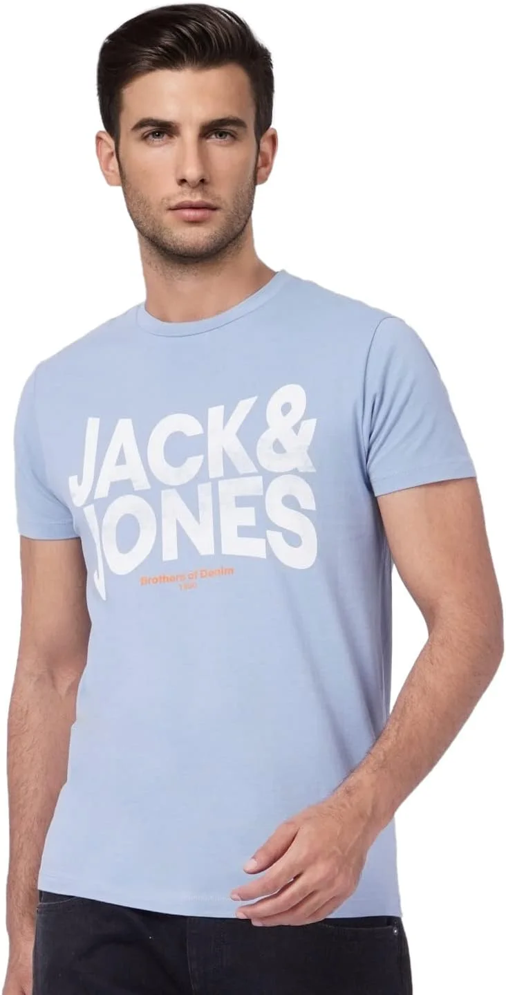 تی شرت مردانه اسلیم جک اند جونز مدل 12213655 - جین محو شده، سایز S، 40