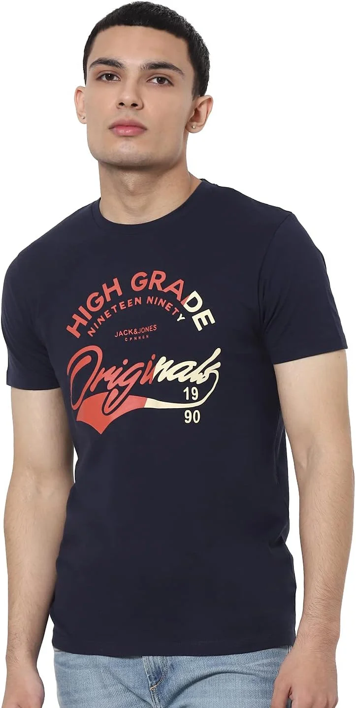 Jack & Jones Men Slim Fit Blue T-Shirt