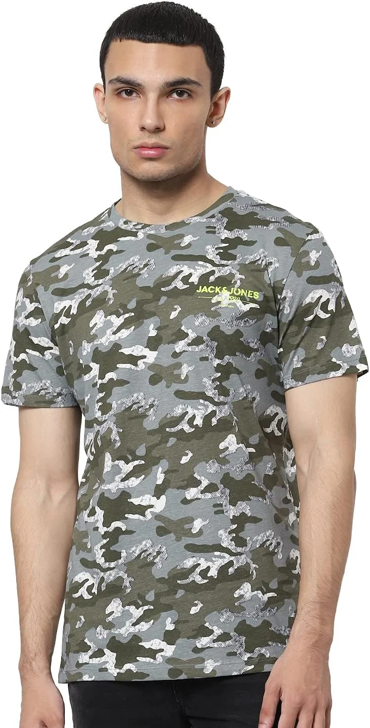تی شرت آستین کوتاه مردانه جک اند جونز مدل 159414602 - رنگ سبز گیاهی، سایز اسمال، 40