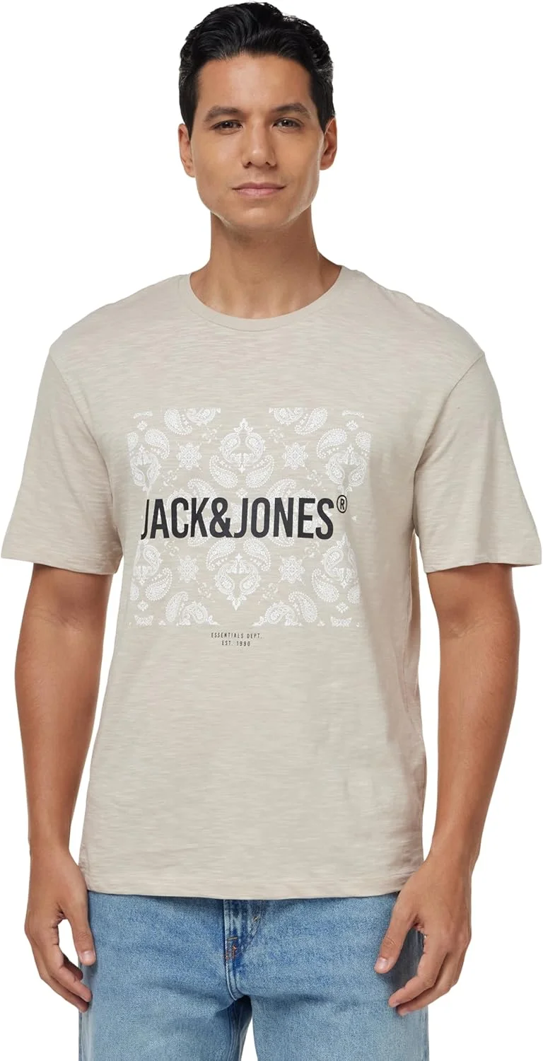 تی شرت مردانه طرح پیزلی یقه گرد جک اند جونز