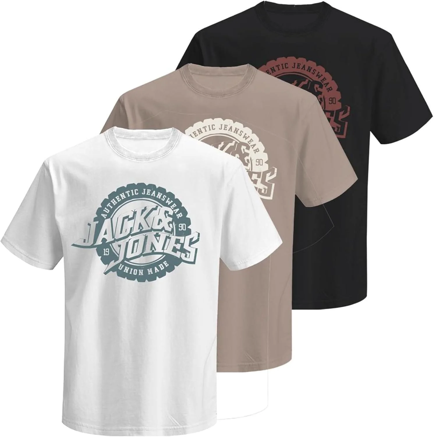 تی شرت آستین کوتاه مردانه جک اند جونز مدل Jprblubaron Ss Tee Fst 3pk Mp (بسته 3 عددی)