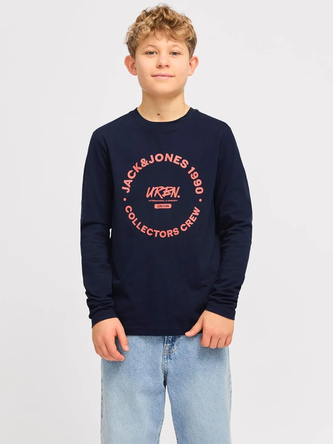 تی شرت آستین بلند یقه گرد مردانه جک اند جونز مدل JJSIMON TEE LS CREW NECK JNR