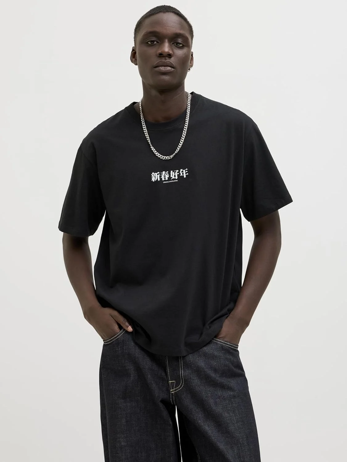 تی شرت آستین کوتاه یقه گرد مردانه جک اند جونز مدل Jorsnake (بسته 1 عددی)