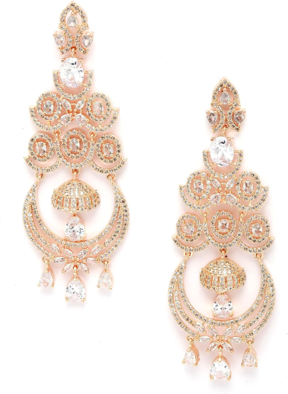 گوشواره آویز لوستری طرح گل نگین دار زنانه و دخترانه گوشواره آویز لوستری طرح گل نگین دار زنانه و دخترانه