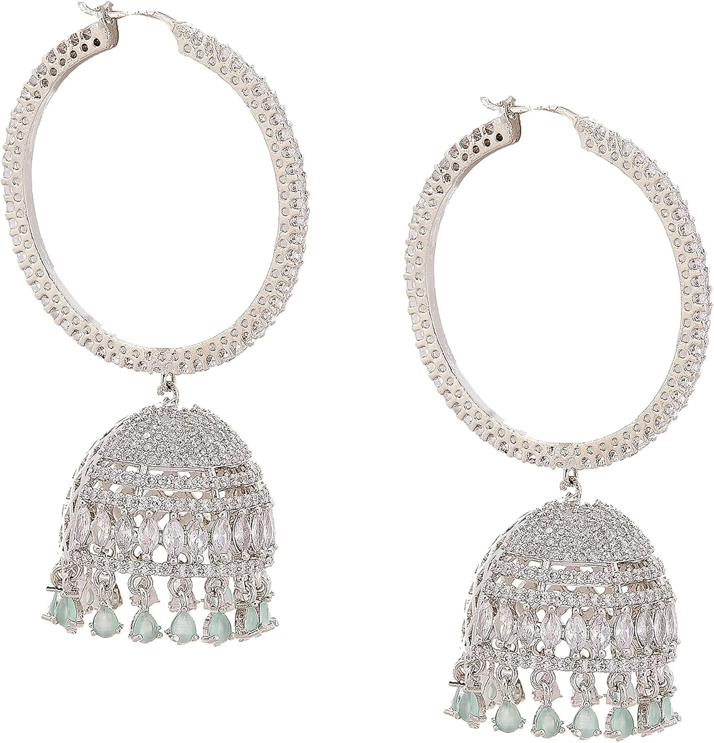 گوشواره های جومکا زنانه و دخترانه با نگین های اتمی طرح الماس آمریکایی گوشواره های جومکا زنانه و دخترانه با نگین های اتمی طرح الماس آمریکایی