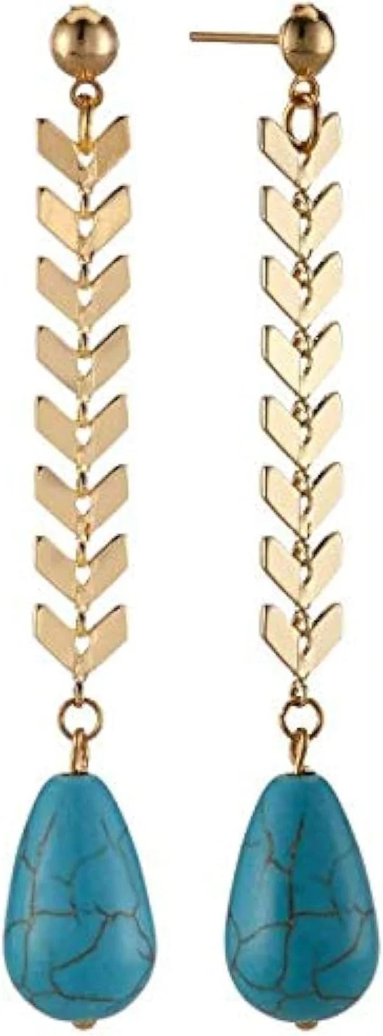 گوشواره زنانه فیروزه ای با روکش طلای الوان - EE3893SBTURQ گوشواره زنانه فیروزه ای با روکش طلای الوان - EE3893SBTURQ